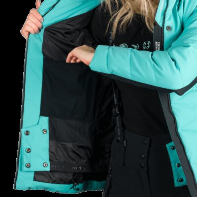 Dámska lyžiarska trendy zateplená bunda s kožušinou ABIGAYLE 13