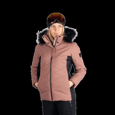 Dámska lyžiarska trendy zateplená bunda s kožušinou ABIGAYLE 26