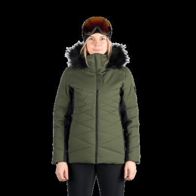 Dámska lyžiarska trendy zateplená bunda s kožušinou ABIGAYLE 37