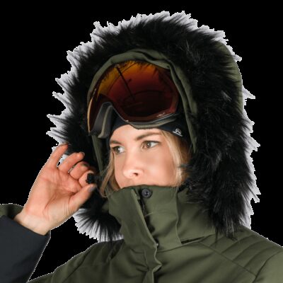 Dámska lyžiarska trendy zateplená bunda s kožušinou ABIGAYLE 38