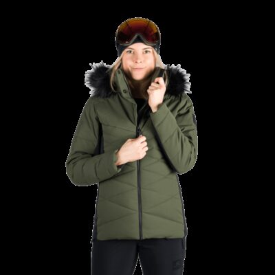 Dámska lyžiarska trendy zateplená bunda s kožušinou ABIGAYLE 45